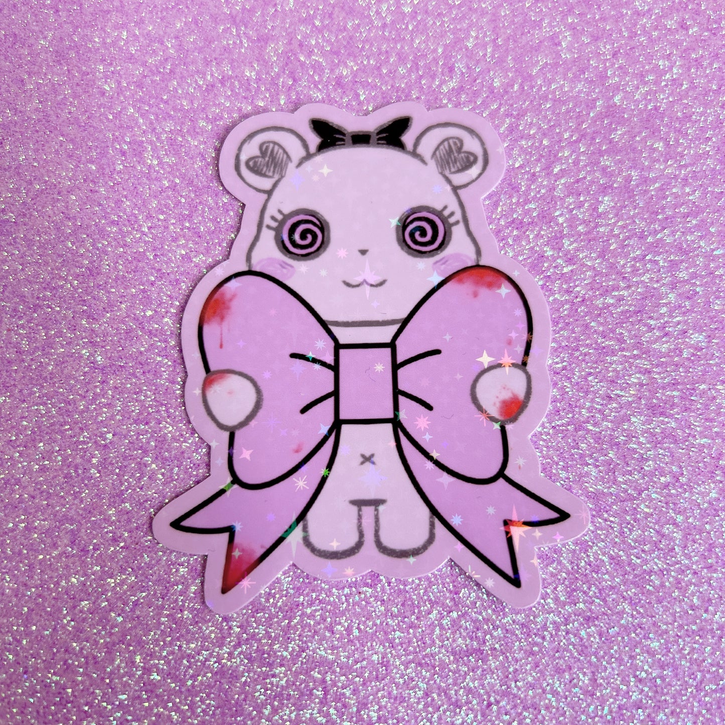 tibby’s bloody bow sparkly sticker