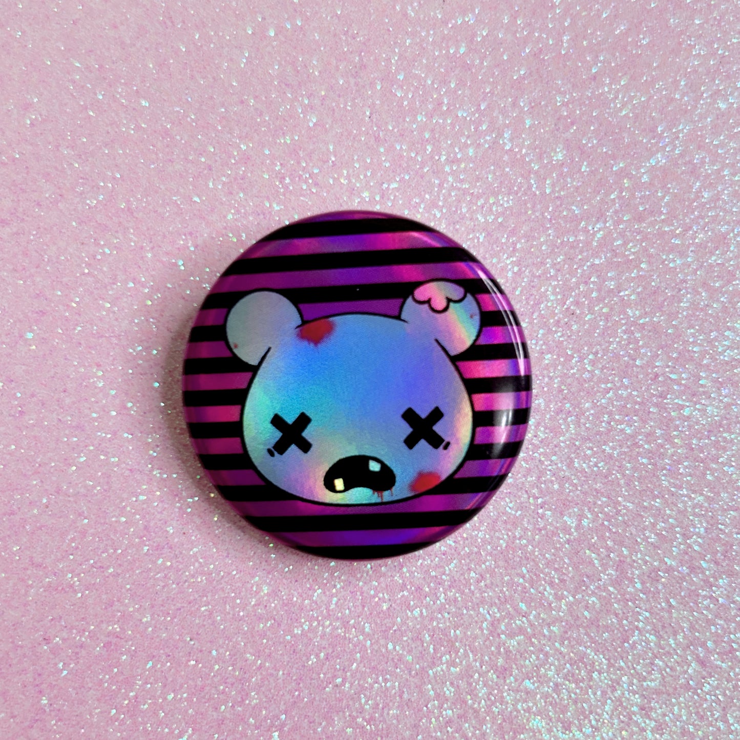 zomnom stripes holographic button