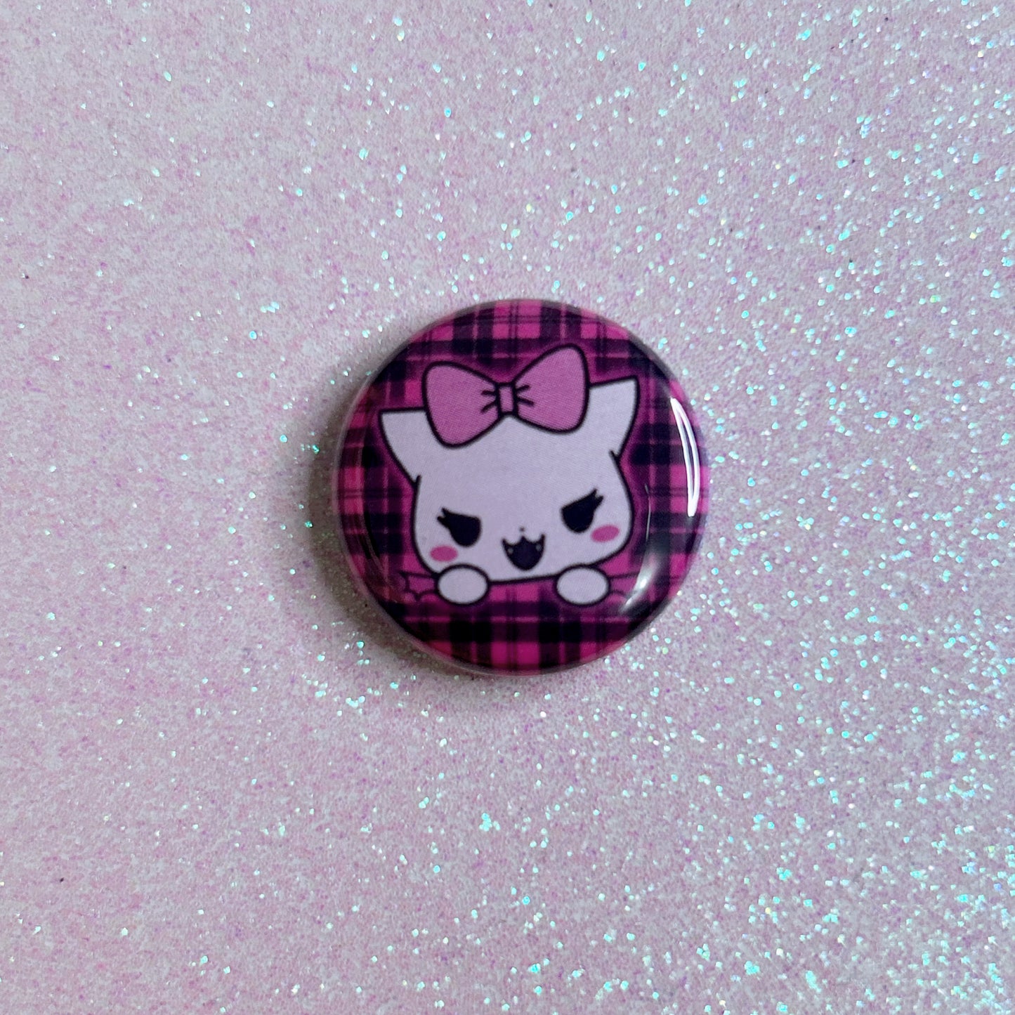 bitten plaid mini button