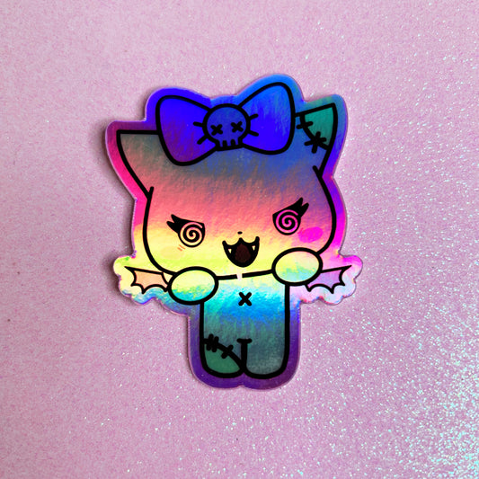 zombie bitten holographic sticker